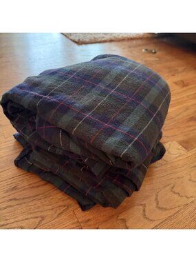 JCPENNEY BLUE PLAID FLANNEL QUEEN BED SHEETS